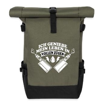Ich genieße... - Rolltop Rucksack - Olive/Schwarz - Vorne