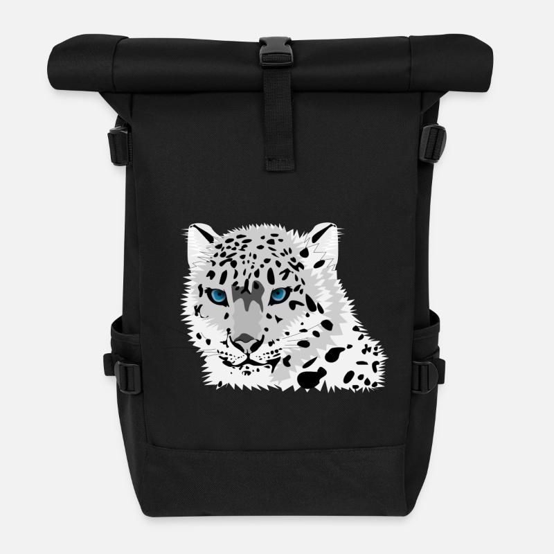 Schneeleopard - Rolltop Rucksack - Schwarz