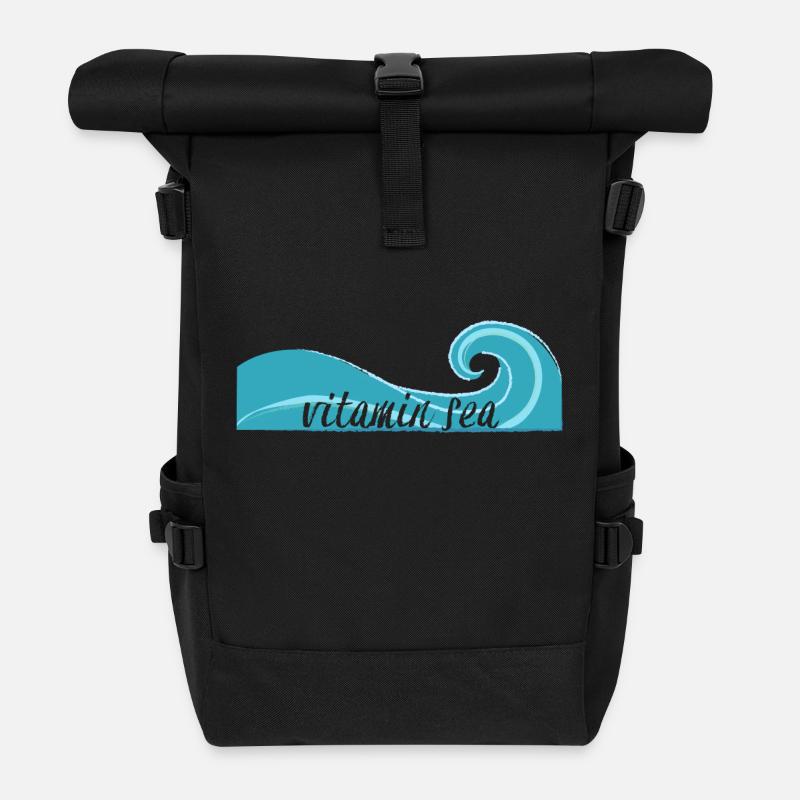 Surfer / Surfen: Vitamin Sea - Rolltop Rucksack - Schwarz