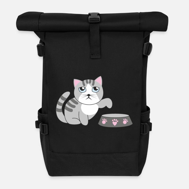 Hungry cat - Roll Top Backpack - black