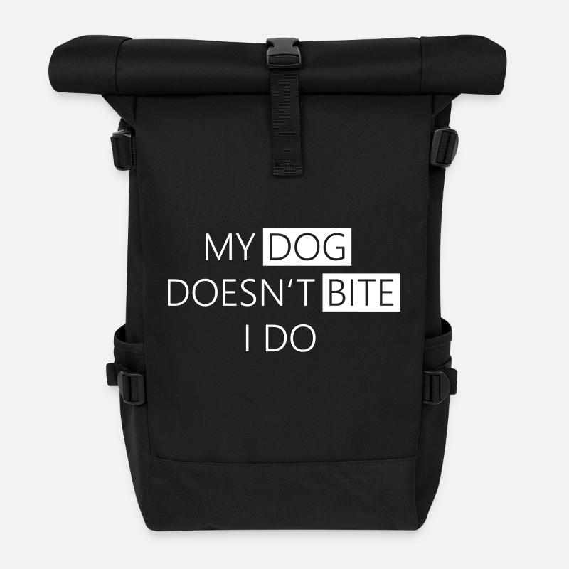 Lustiges Hunde Shirt - My dog doesn't bite - Rolltop Rucksack - Schwarz