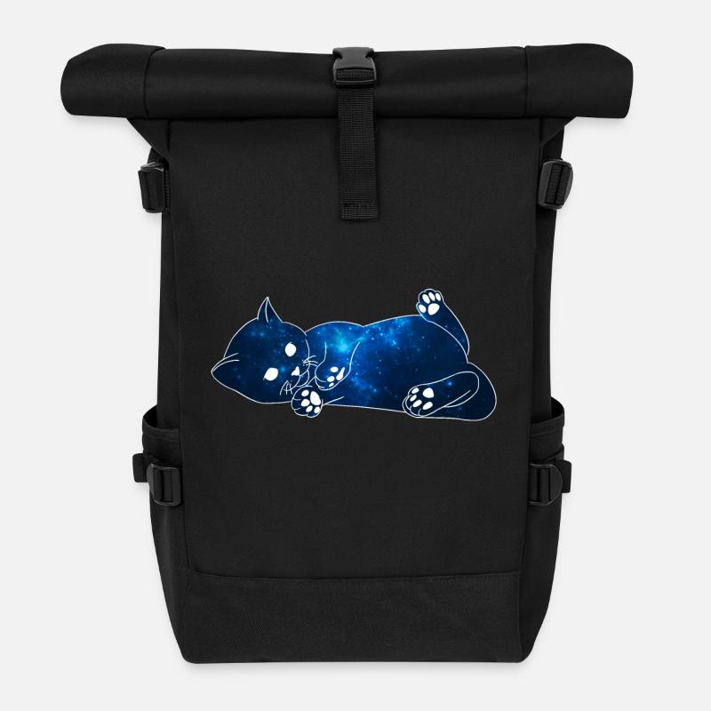 Galaxy Katze [Blau] - Rolltop Rucksack - Schwarz