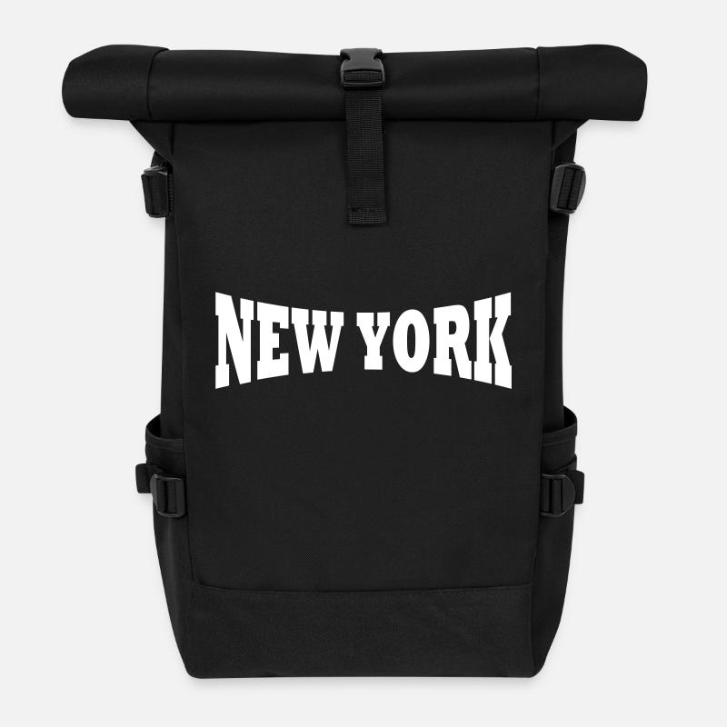 New York logo - Roll Top Backpack - black