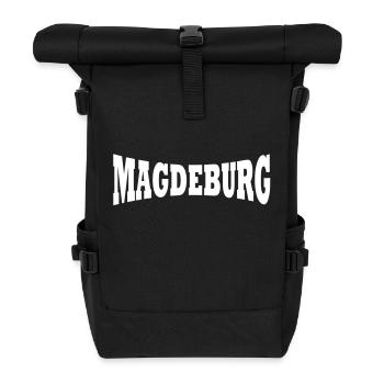 Magdeburg Schriftzug - Rolltop Rucksack - Schwarz - Vorne