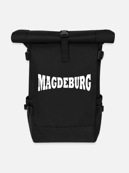 Magdeburg lettering - Roll Top Backpack - black