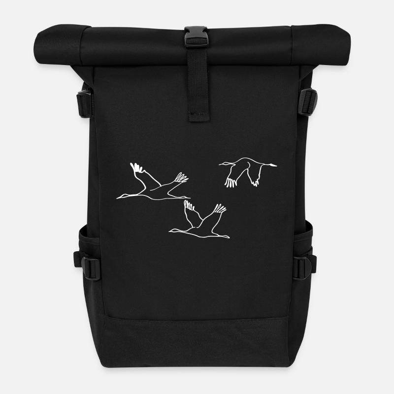 Kraniche - Rolltop Rucksack - Schwarz