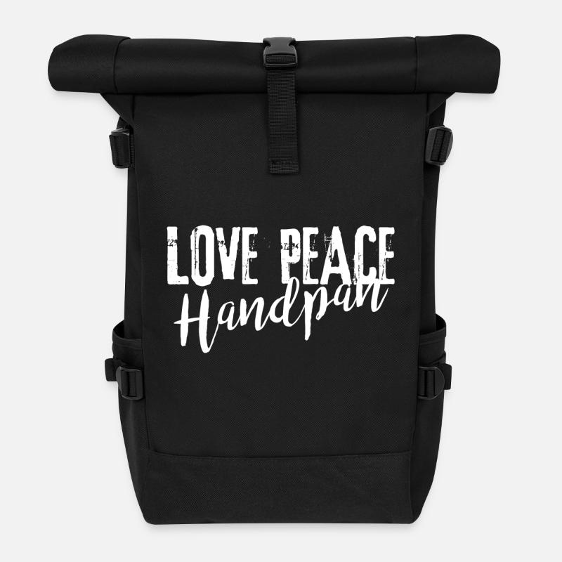 LOVE PEACE Handpan white - Rolltop Rucksack - Schwarz