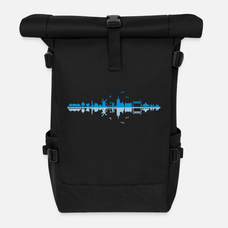 Skyline - Insel Usedom - Rolltop Rucksack - Schwarz