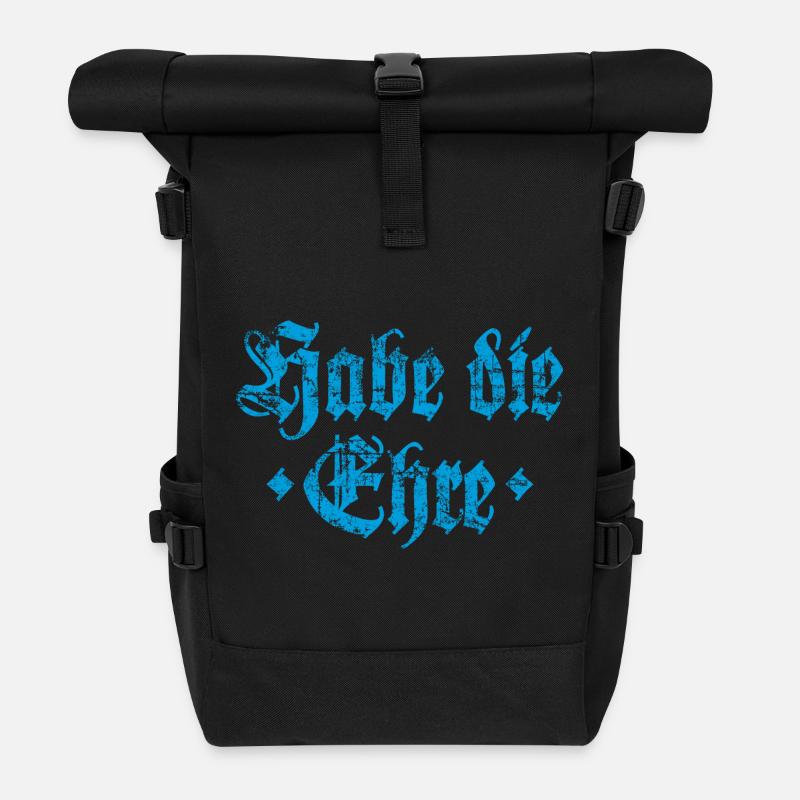 Habe die Ehre (Vintage/Hellblau) - Rolltop Rucksack - Schwarz