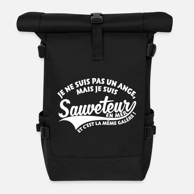 Ange Sauveteur en mer - Sac à dos roll top - noir