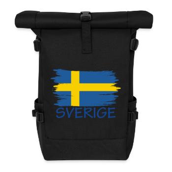 Sverige Sweden Schweden Flagge Design - Rolltop Rucksack - Schwarz - Vorne