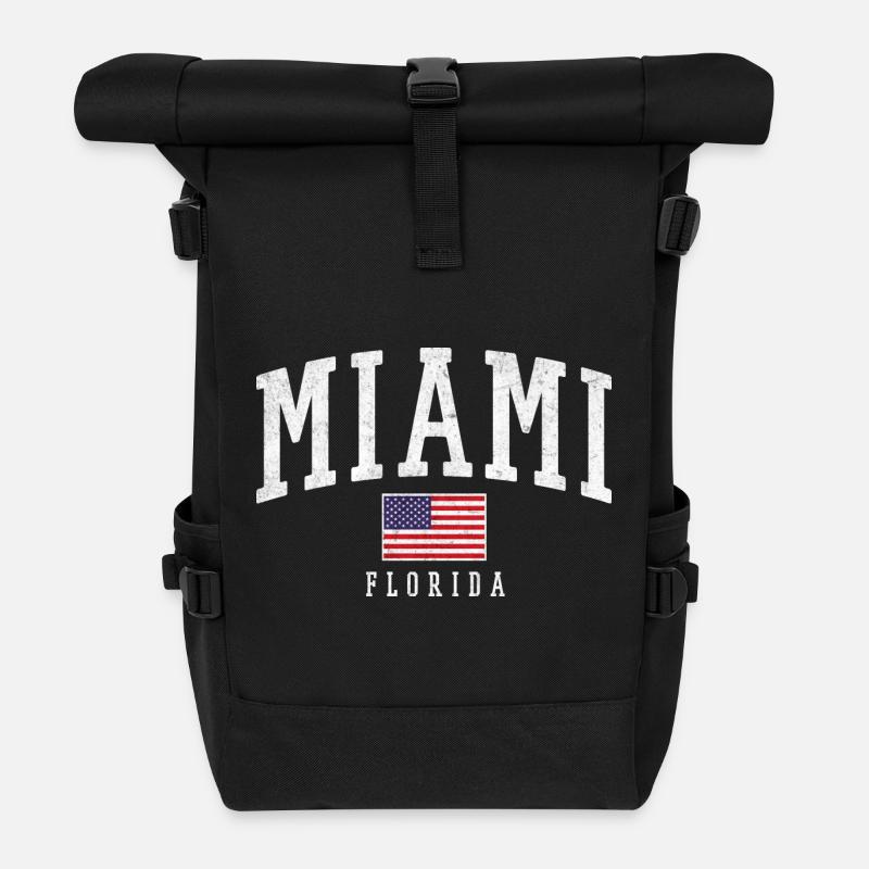Miami Florida Vintage Flag - Rolltop Rucksack - Schwarz