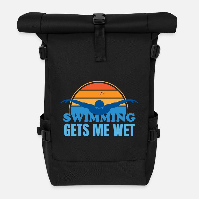 Schwimmen macht mich nass - Rolltop Rucksack - Schwarz