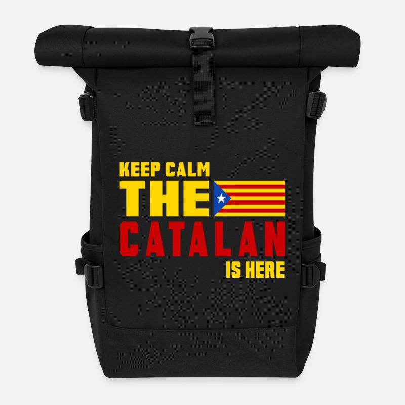 Keep Calm Katalonien Flaggen Design - Rolltop Rucksack - Schwarz