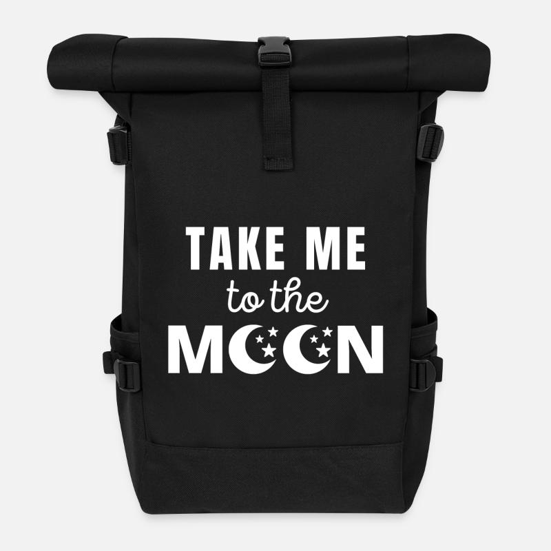 lune, planète, astre - Sac à dos roll top - noir