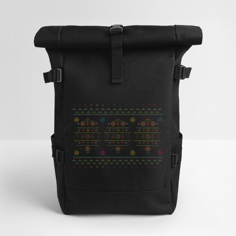 Easter motifs in knitting pattern style for Easter Roll Top Backpack