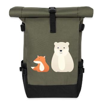 Cute animal motifs for children - Roll Top Backpack - olive/black - Front