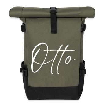 Otto Name T-Shirt Geschenk Für Männer - Rolltop Rucksack - Olive/Schwarz - Vorne