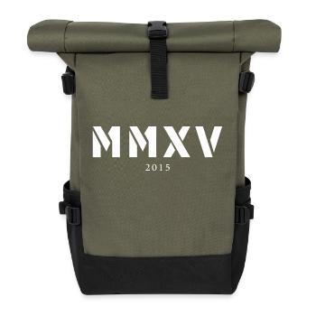 Roman numeral year of birth Made in 2015 - Roll Top Backpack - olive/black - Front