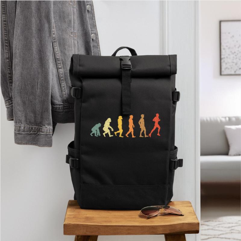 Evolution zum Läufer – Retro Jogging Design Rolltop Rucksack
