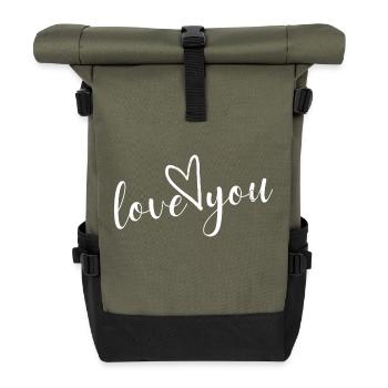 love you - Rolltop Rucksack - Olive/Schwarz - Vorne