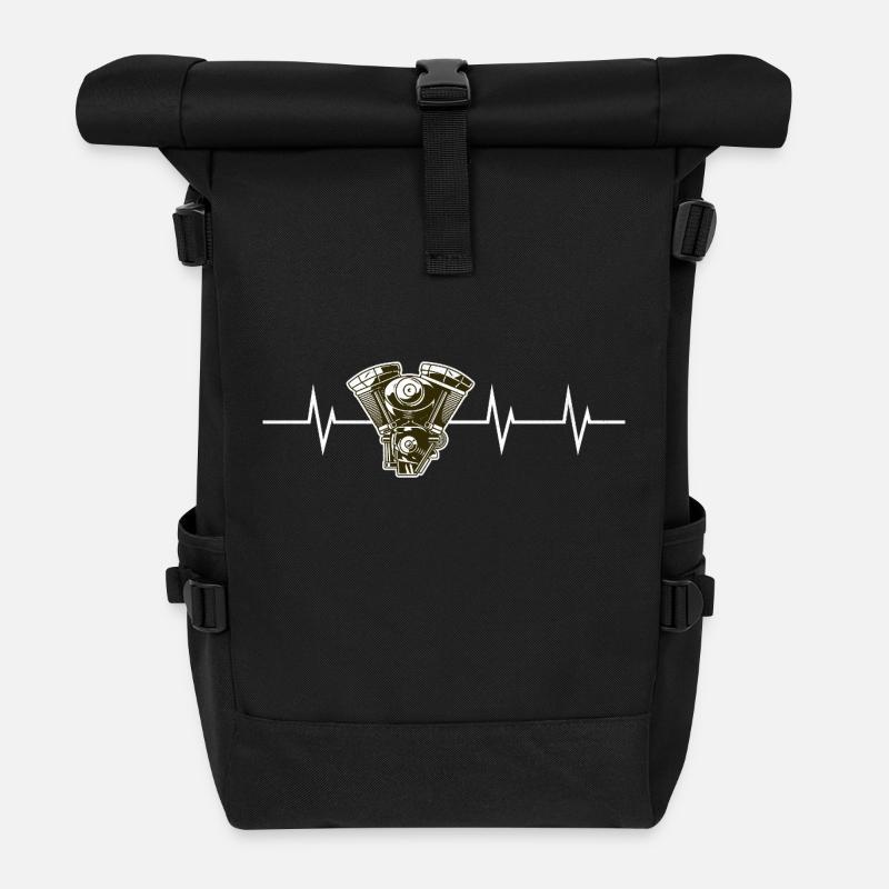 Battement de cœur du moteur – Né pour rugir - Sac à dos roll top - noir