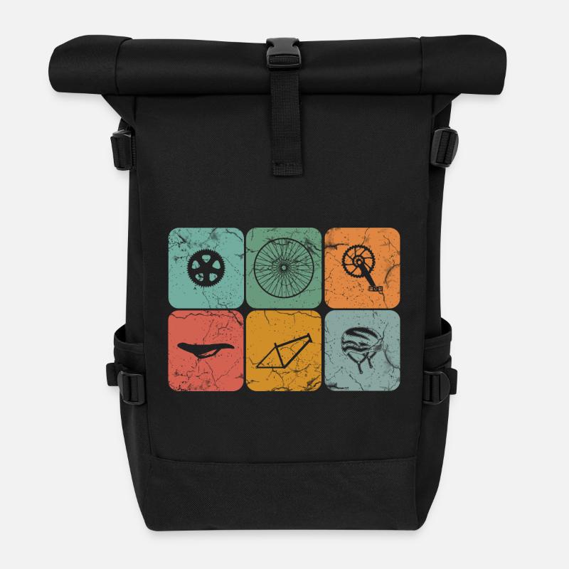 Vélo Cyclisme Pièces de vélo vintage Cadeaux de cycliste - Sac à dos roll top - noir