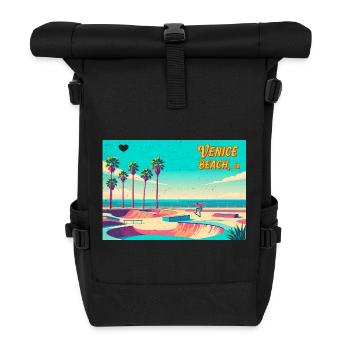 Venice Beach Retro Skater - Rolltop Rucksack - Schwarz - Vorne