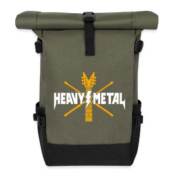 Heavy-Metal-Gitarrenlogo - Rolltop Rucksack - Olive/Schwarz - Vorne