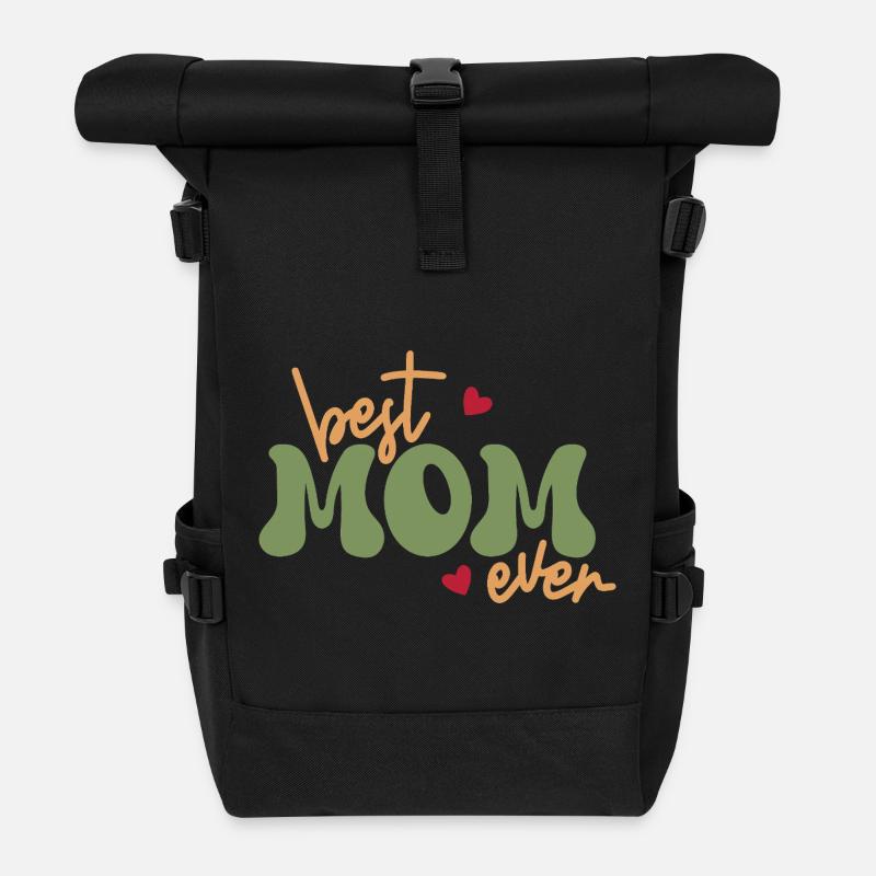 best mom ever - Roll Top Backpack - black