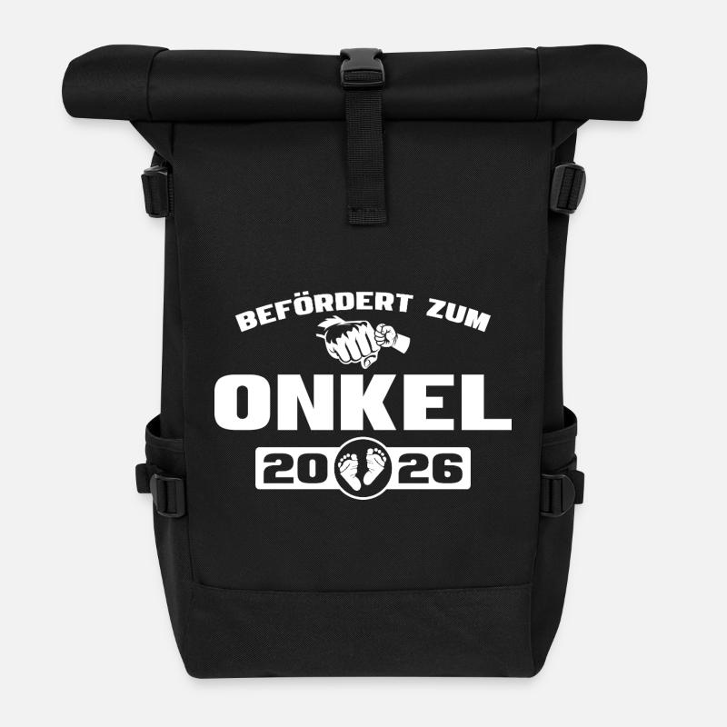 Baby Shower Promoted to Uncle 2026 - Roll Top Backpack - black