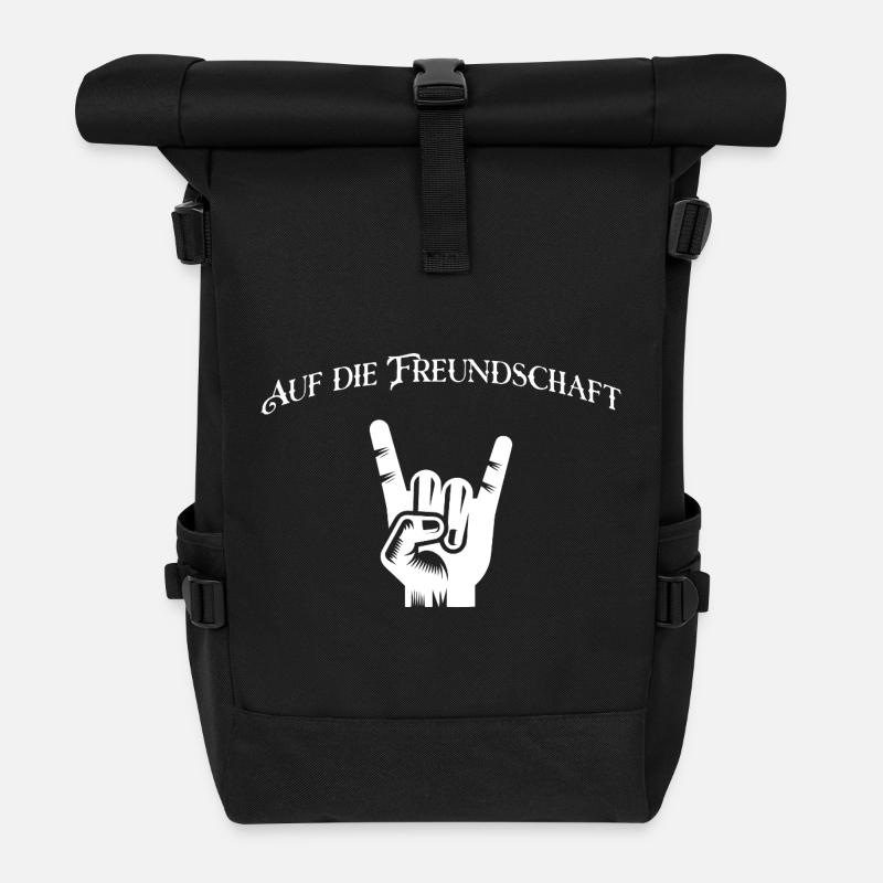 Rockzeichen für Freundschaft - Rolltop Rucksack - Schwarz