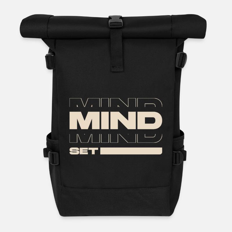 Mindset – Motivation & Success Mentality Statement - Rolltop Rucksack - Schwarz