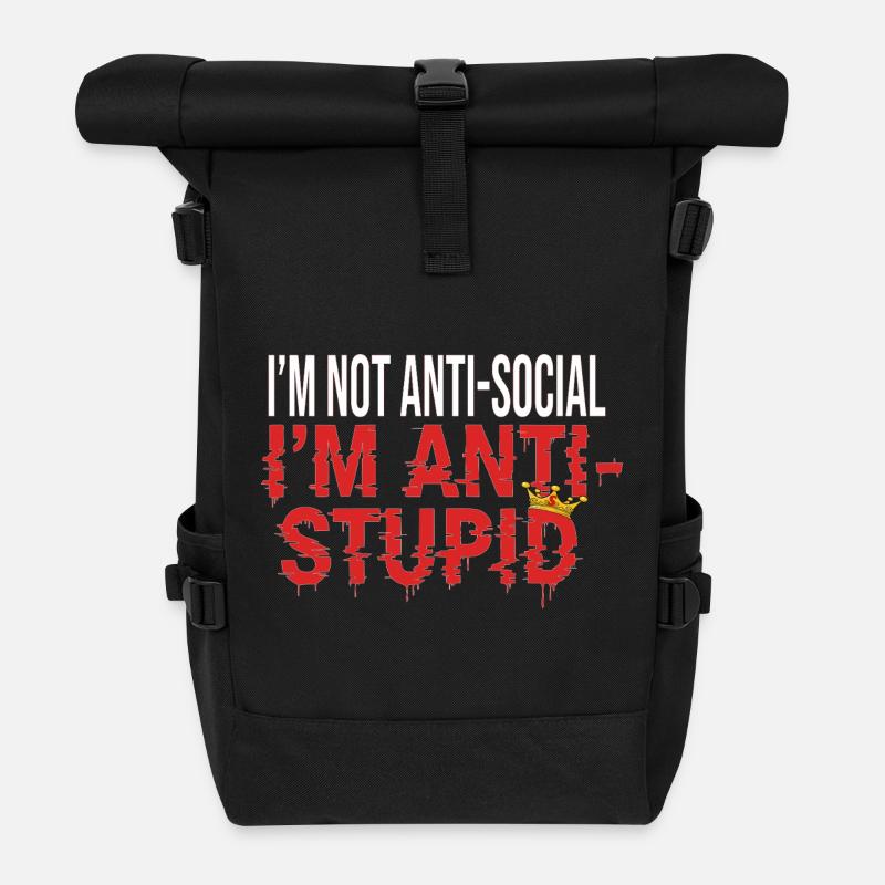 NOT ANTI SOCIAL - Roll Top Backpack - black