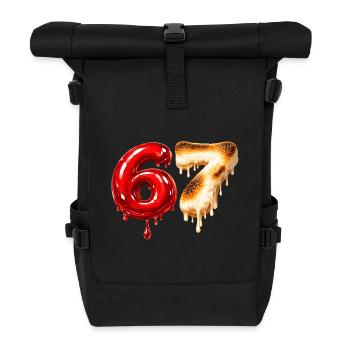 67 - 6 7 - Six Seven Meme - Roll Top Backpack - black - Front