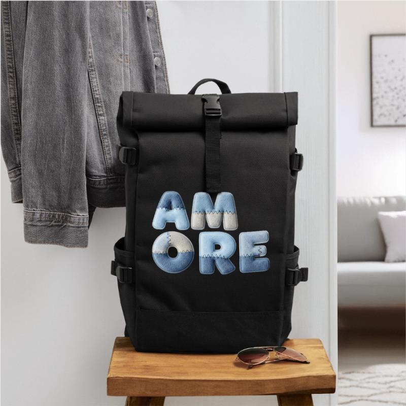 Patchwork Amore romantic gift for partner Roll Top Backpack