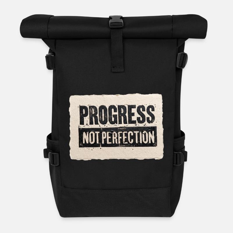Progress-not-perfection - Rolltop Rucksack - Schwarz