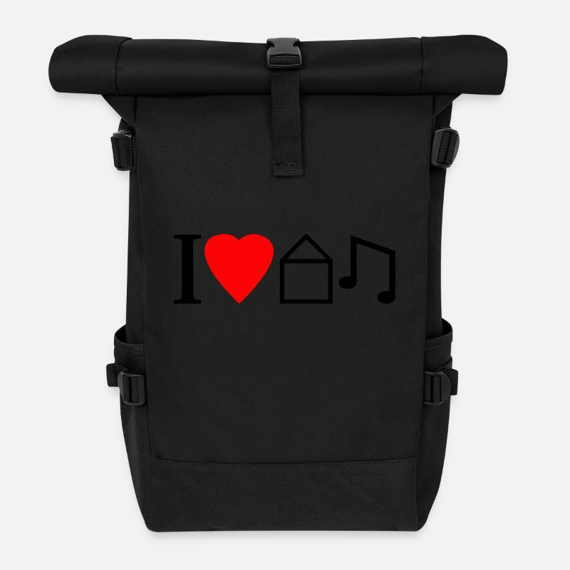 I Love House Music - Rolltop Rucksack - Schwarz