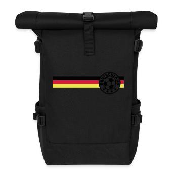 Logo auf Deutschandfahne Schwarz Rot Gold - Rolltop Rucksack - Schwarz - Vorne