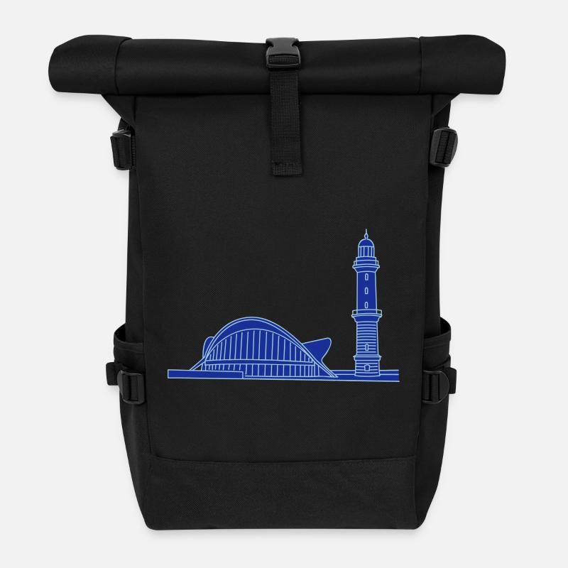 Leuchtturm Warnemünde 2 - Rolltop Rucksack - Schwarz