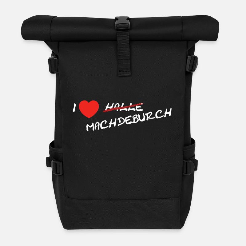 Magdeburg / Halle / Sachsen-Anhalt / Geschenk - Rolltop Rucksack - Schwarz