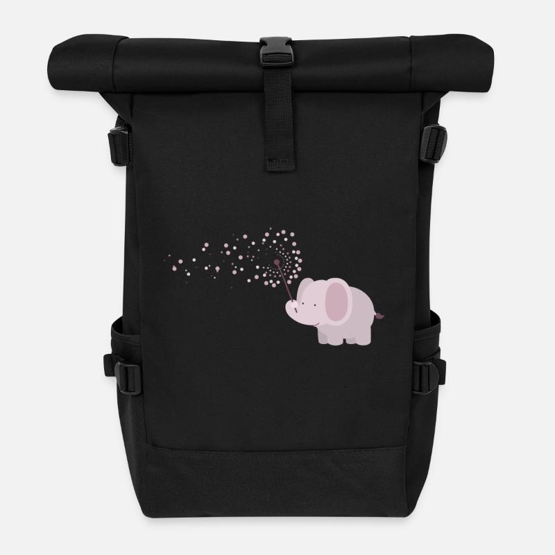 Elefant mit Pusteblume - Rolltop Rucksack - Schwarz