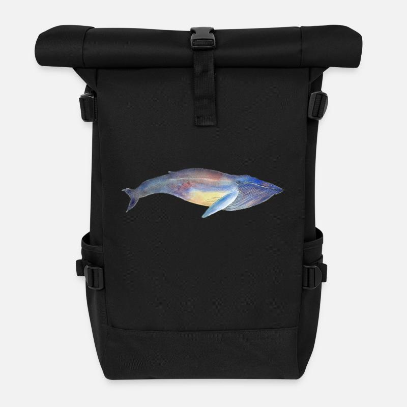Humpback whale - humpback whale no 2 - Roll Top Backpack - black