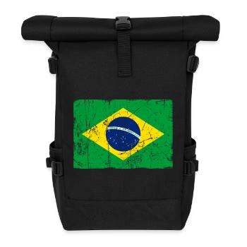 Brazil flag vintage effect - Roll Top Backpack - black - Front