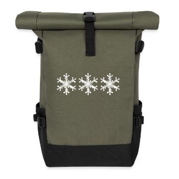 3 snowflakes 3 snowflakes Christmas Christmas - Roll Top Backpack - olive/black - Front