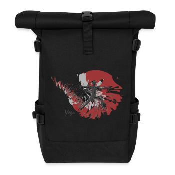 Yoga Stylisches Yogaoutfit für dein Yoga-Trainig - Rolltop Rucksack - Schwarz - Vorne