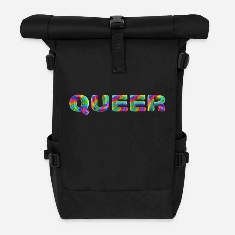Queer - Roll Top Backpack - black