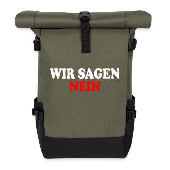 Wir sagen nein - Rolltop Rucksack - Olive/Schwarz - Vorne