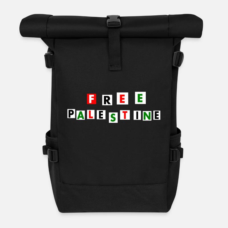 Free palestine - Roll Top Backpack - black