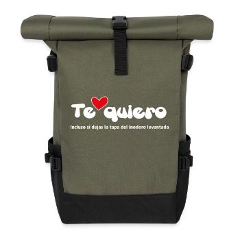 "ICH LIEBE DICH" - Lustige Zitate Paare 09 - Rolltop Rucksack - Olive/Schwarz - Vorne